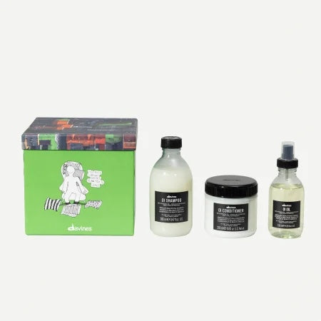 Pachet Davines OI Oil - The Lazy Set - Sampon 280 ml - Conditioner 250 ml - Ulei 135 ml - Davines