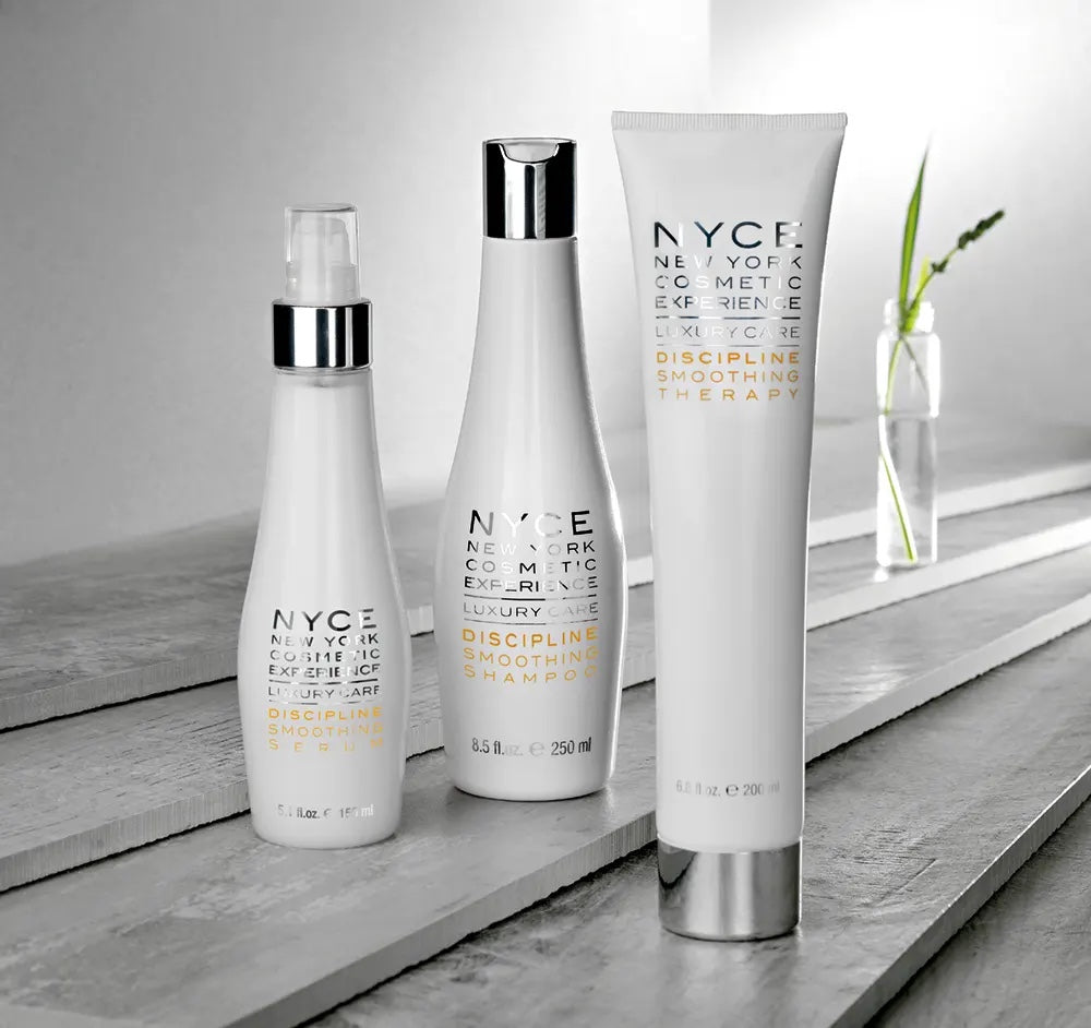 Pachet pentru parul rebel - sampon 250 ml - masca 200 ml - ser leave-in 150 ml - Kit Luxury Discipline Smoothing - NYCE - MarySalon