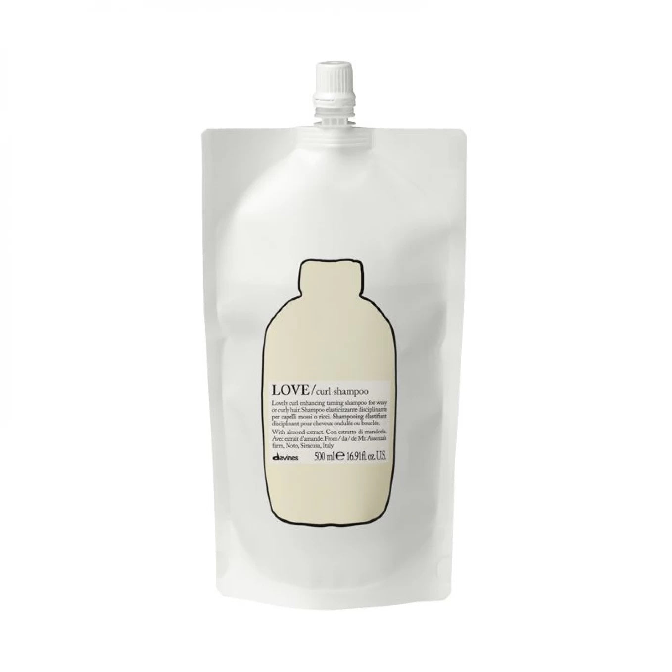 Sampon pentru parul cret sau ondulat - Love Curl Shampoo Refill pouch - 500 ml - Davines - MarySalon