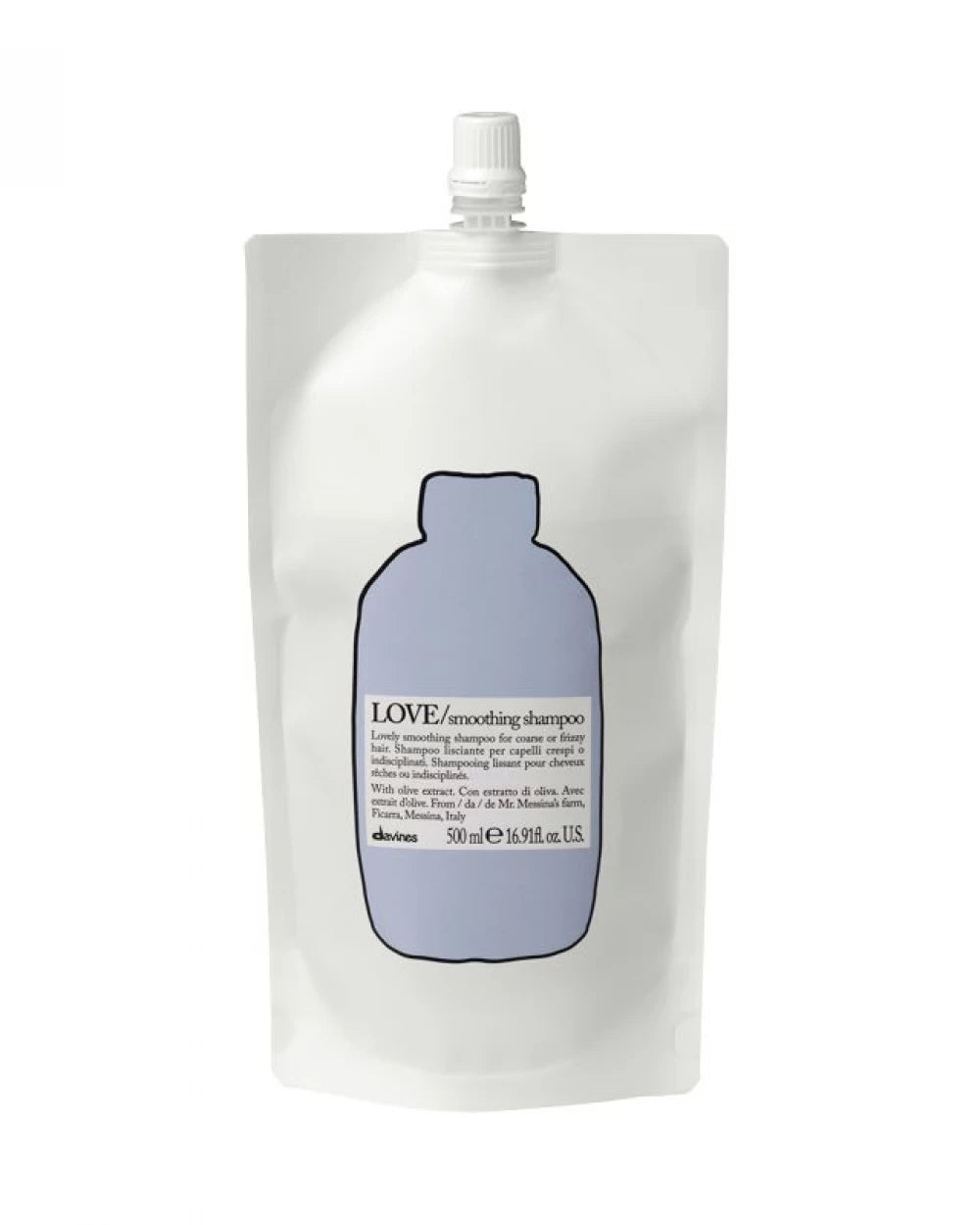 Sampon pentru netezirea parului aspru sau rebel - Love Smoothing Shampoo - 500 ml - Davines - MarySalon