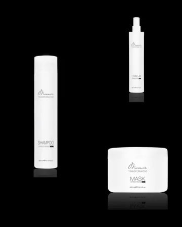 Pachet Mounir Transformative cu acid hialuronic si keratina  - Sampon 300 ml - Masca 500 ml - Leave-in 300 ml